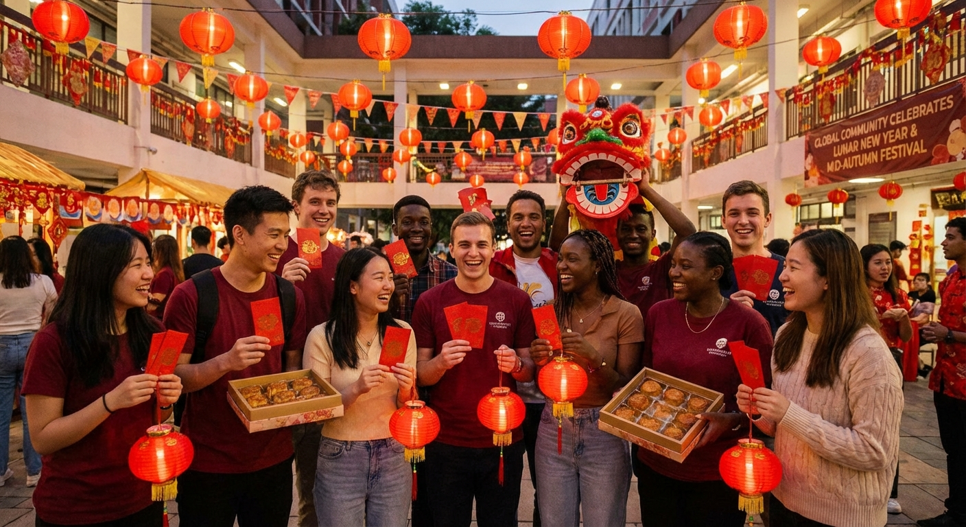 Students celebrating Chinese festival
