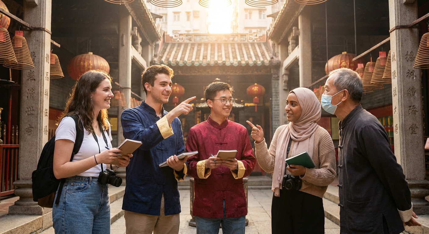 Students exploring Hong Kong heritage sites