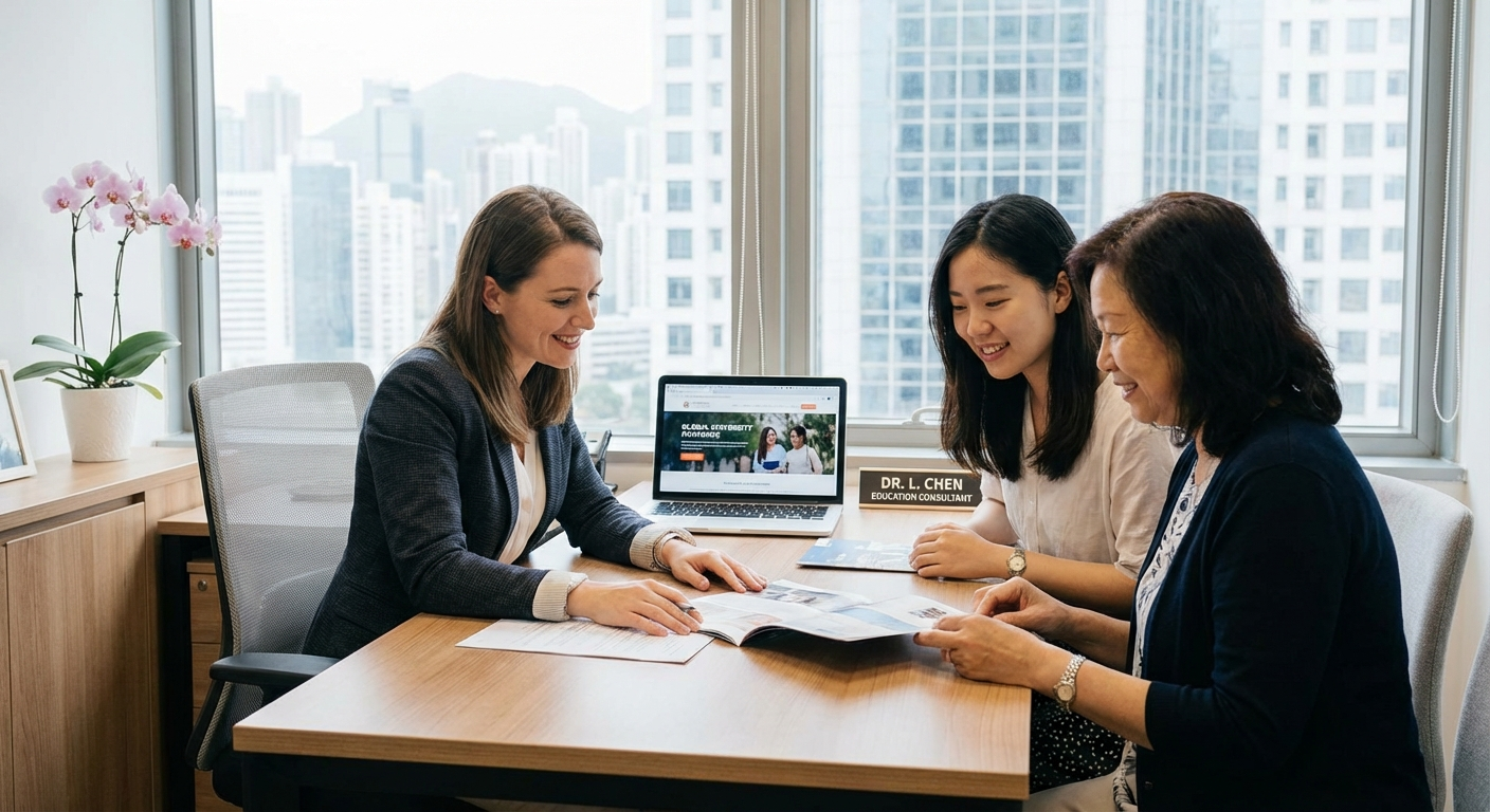 Education consultant meeting with student and parent